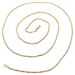 New 14k Yellow Gold 22" 0.9mm Beveled Box Link Chain Necklace