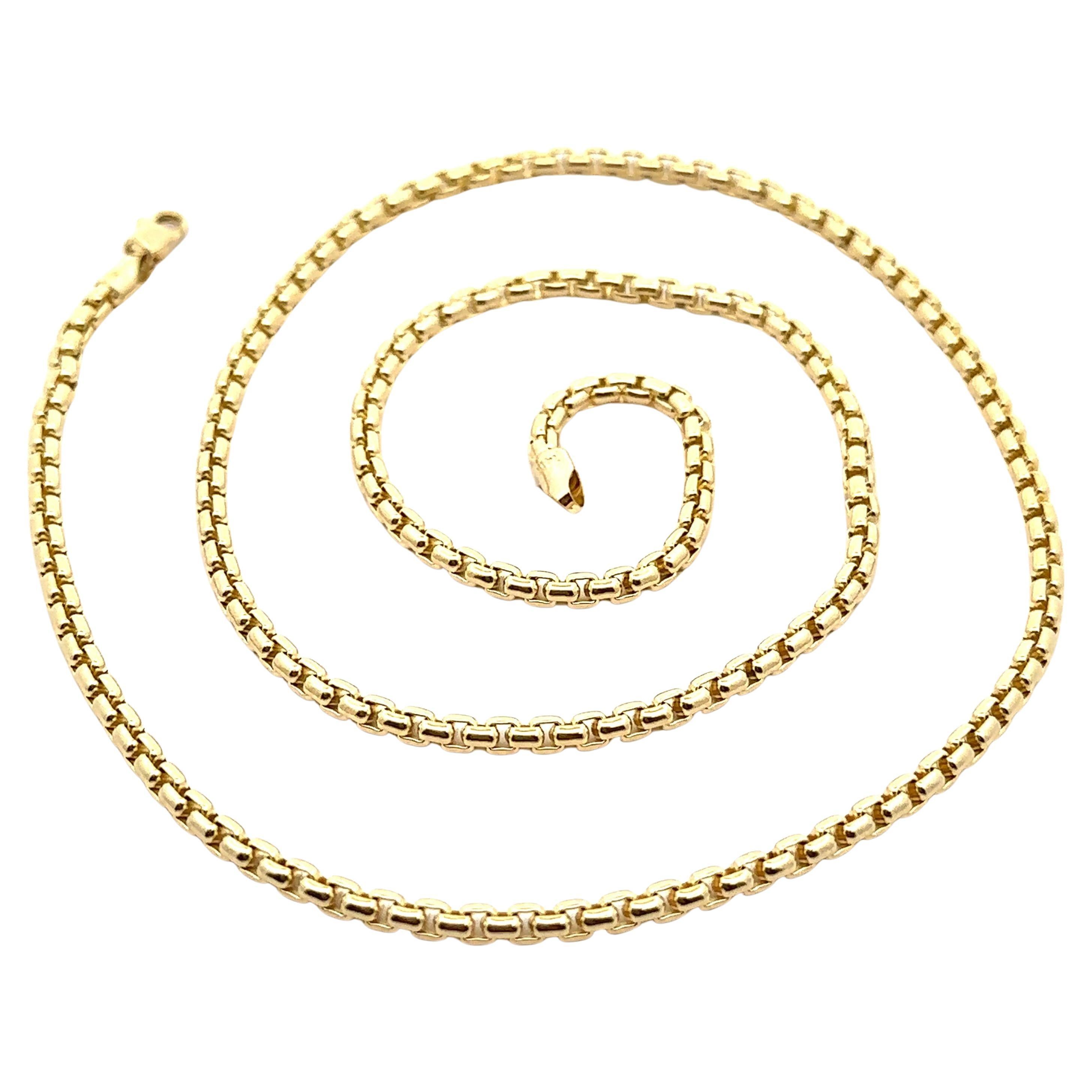 New 14k Yellow Gold 22" 2.7mm Beveled Box Link Chain Necklace