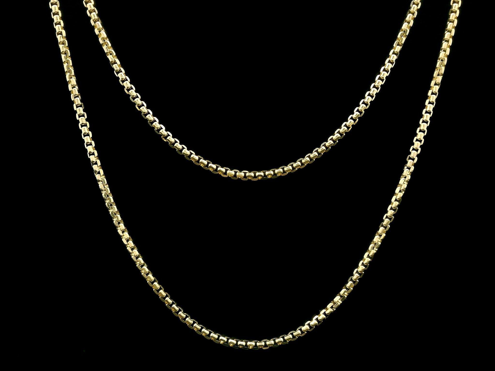 Nuevo Collar de cadena de eslabones biselados de oro amarillo de 14k de 24