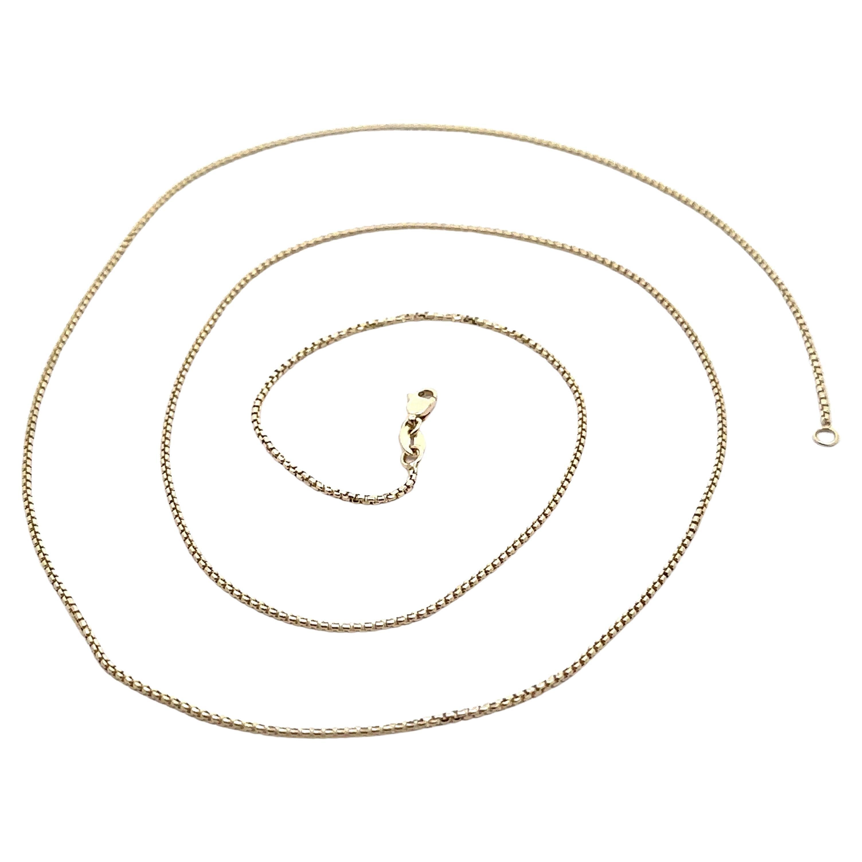 New 14k Yellow Gold 24" 1mm Beveled Box Link Chain Necklace