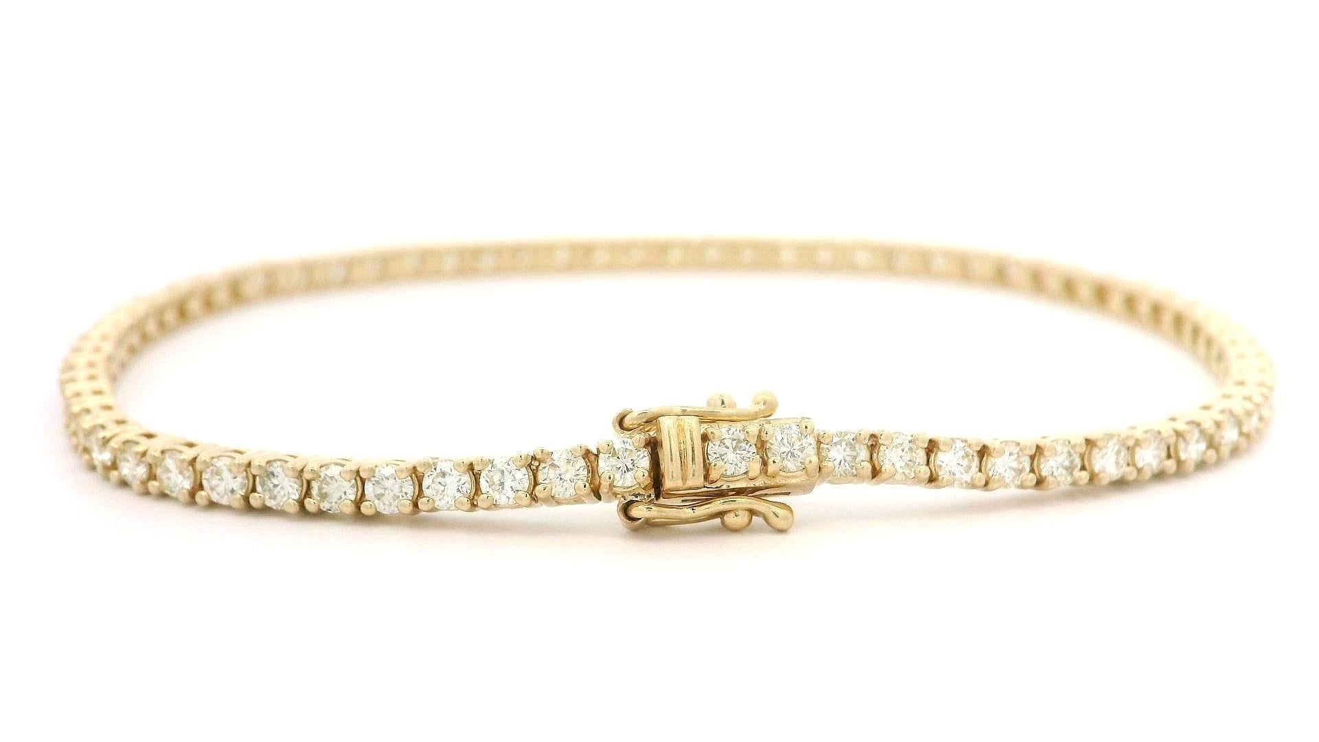 De las mujeres Nueva Pulsera Clásica Línea Tenis Oro Amarillo 14k 2,65ctw Diamante Brillante Redondo en venta