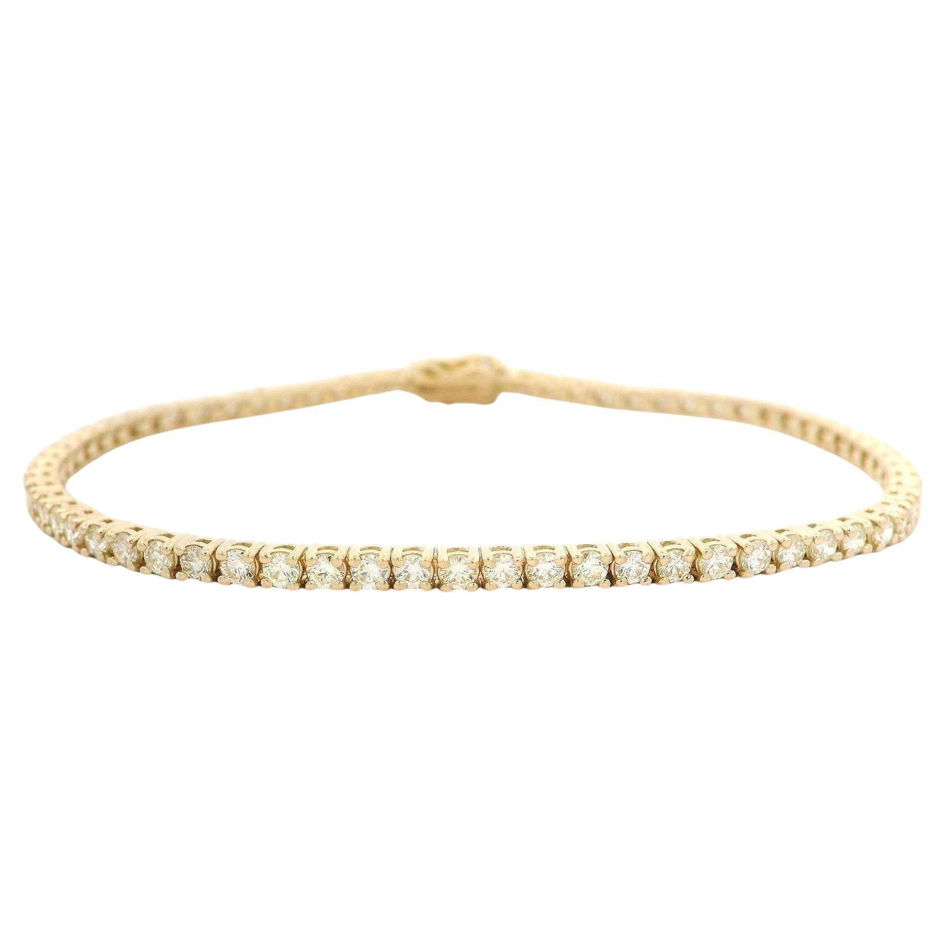 New 14k Yellow Gold 2.65ctw Round Brilliant Diamond Classic Tennis Line Bracelet