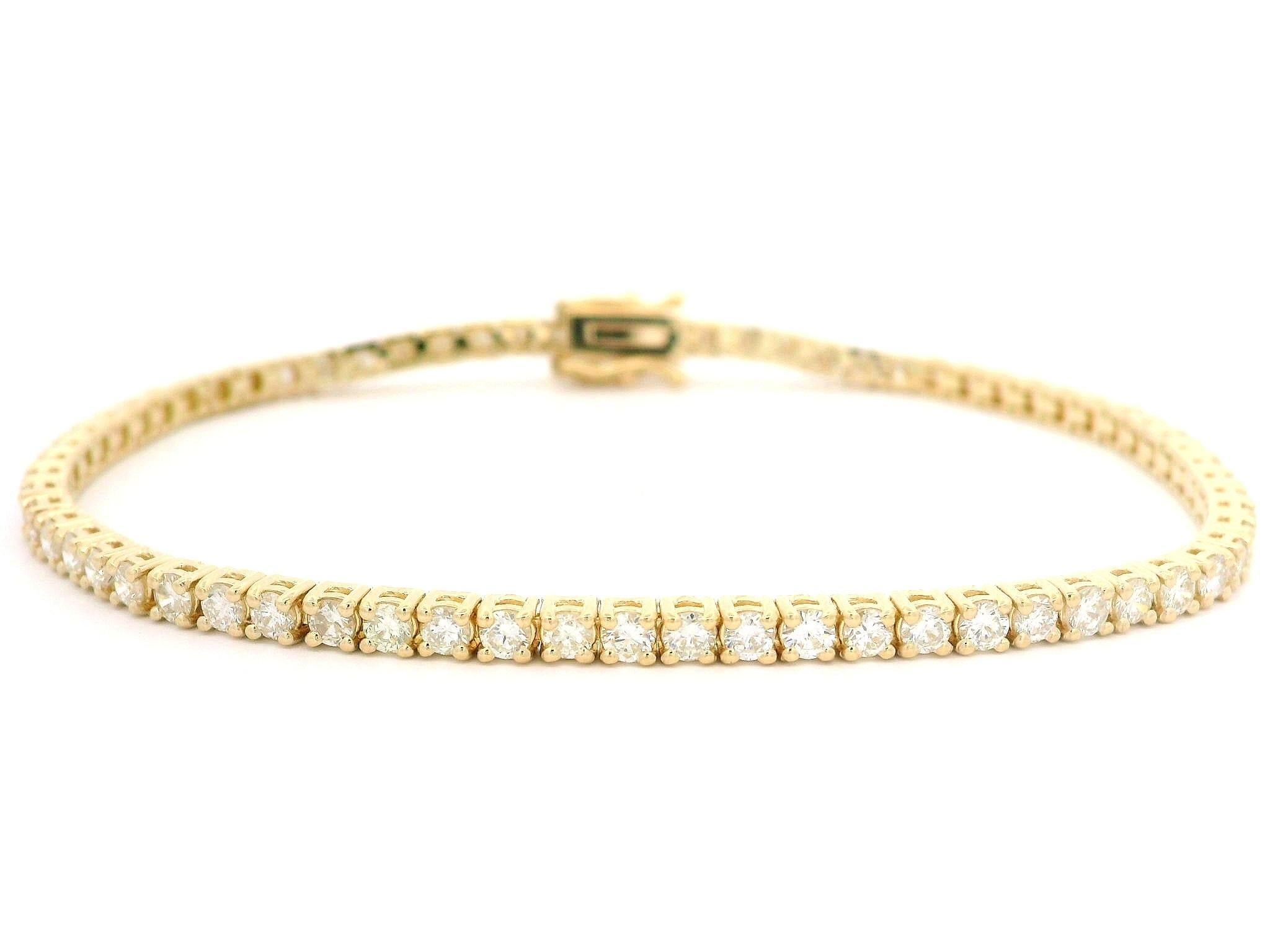 Nueva pulsera de eslabones de tenis de oro amarillo de 14 quilates con 2,85 quilates de diamantes de la línea clásica en Nuevo estado para la venta en Montclair, NJ