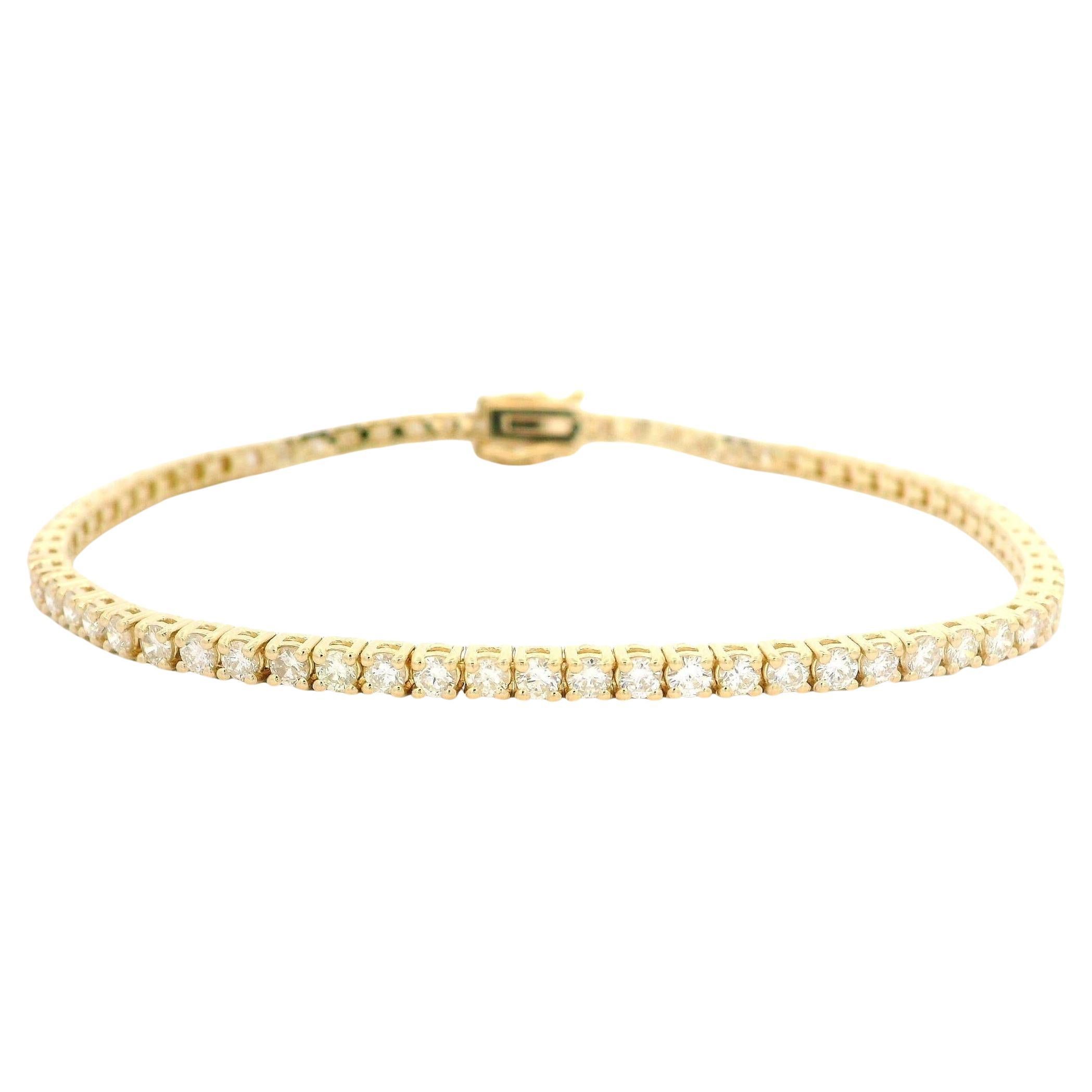 New 14k Yellow Gold 2.85ctw Diamond Classic Line Tennis Link Bracelet