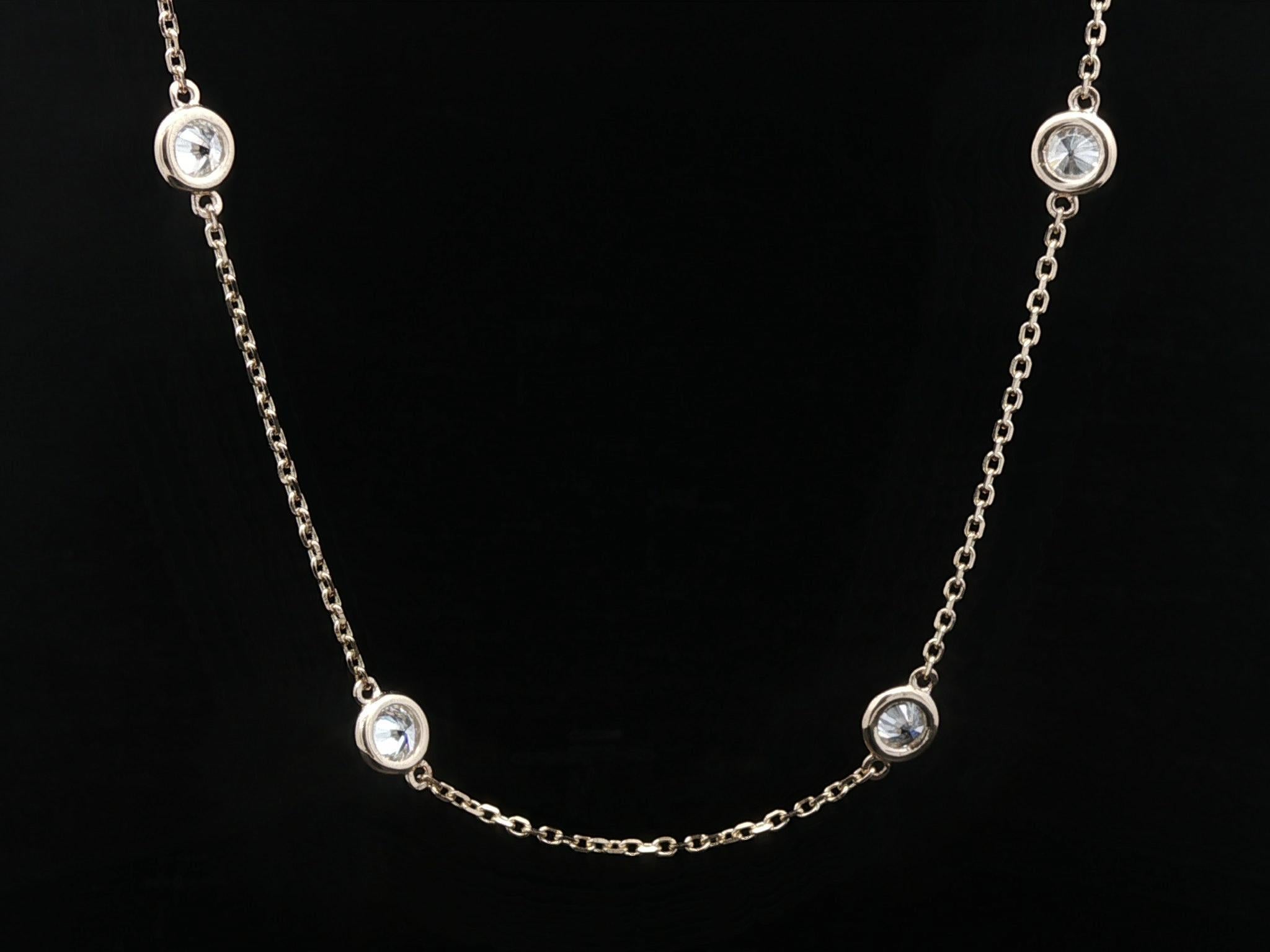 Nuova collana a catena in oro giallo 14k con diamante rotondo da 3,01ctw 10 stazioni per metro In condizioni Nuovo a Montclair, NJ