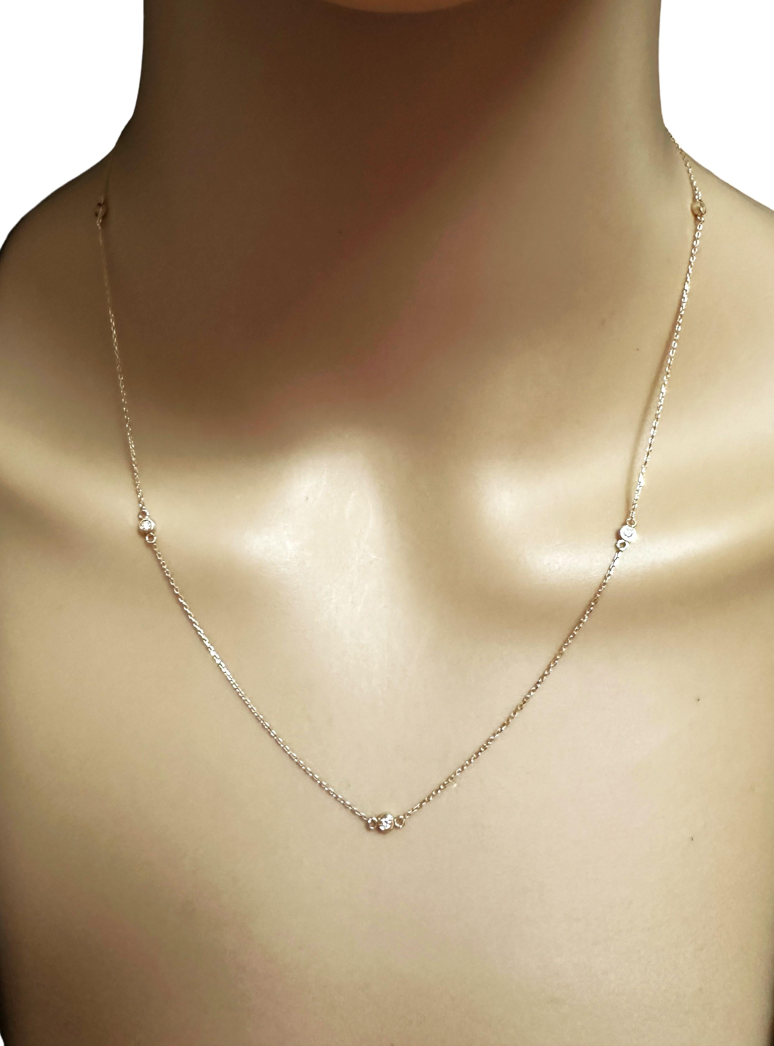 Neu 14k Gelbgold 5 Steine Diamanten by the Yard Halskette mit Zertifikat (Art déco)