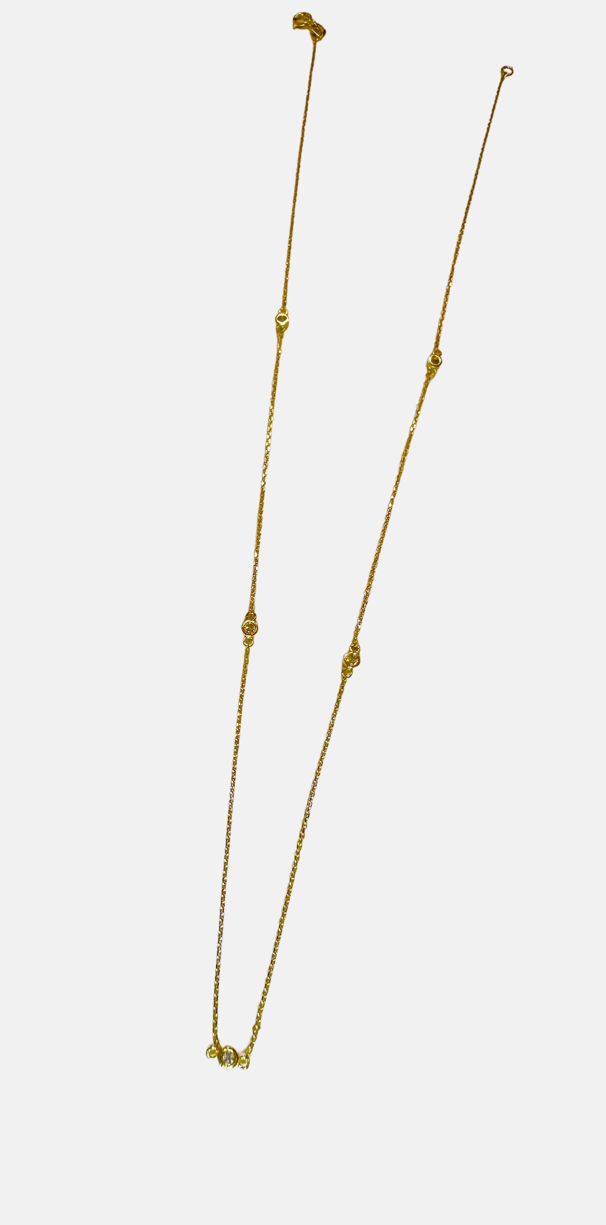 Neu 14k Gelbgold 5 Steine Diamanten by the Yard Halskette mit Zertifikat im Zustand „Neu“ in Eagan, MN