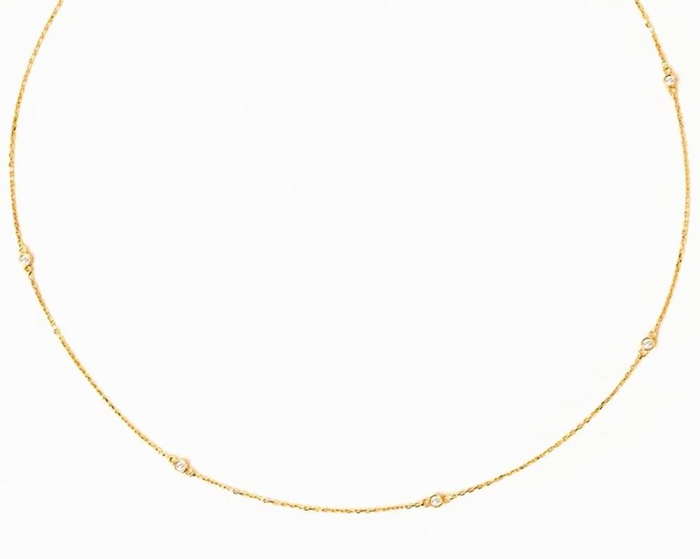 Neu 14k Gelbgold 5 Steine Diamanten by the Yard Halskette mit Zertifikat 1