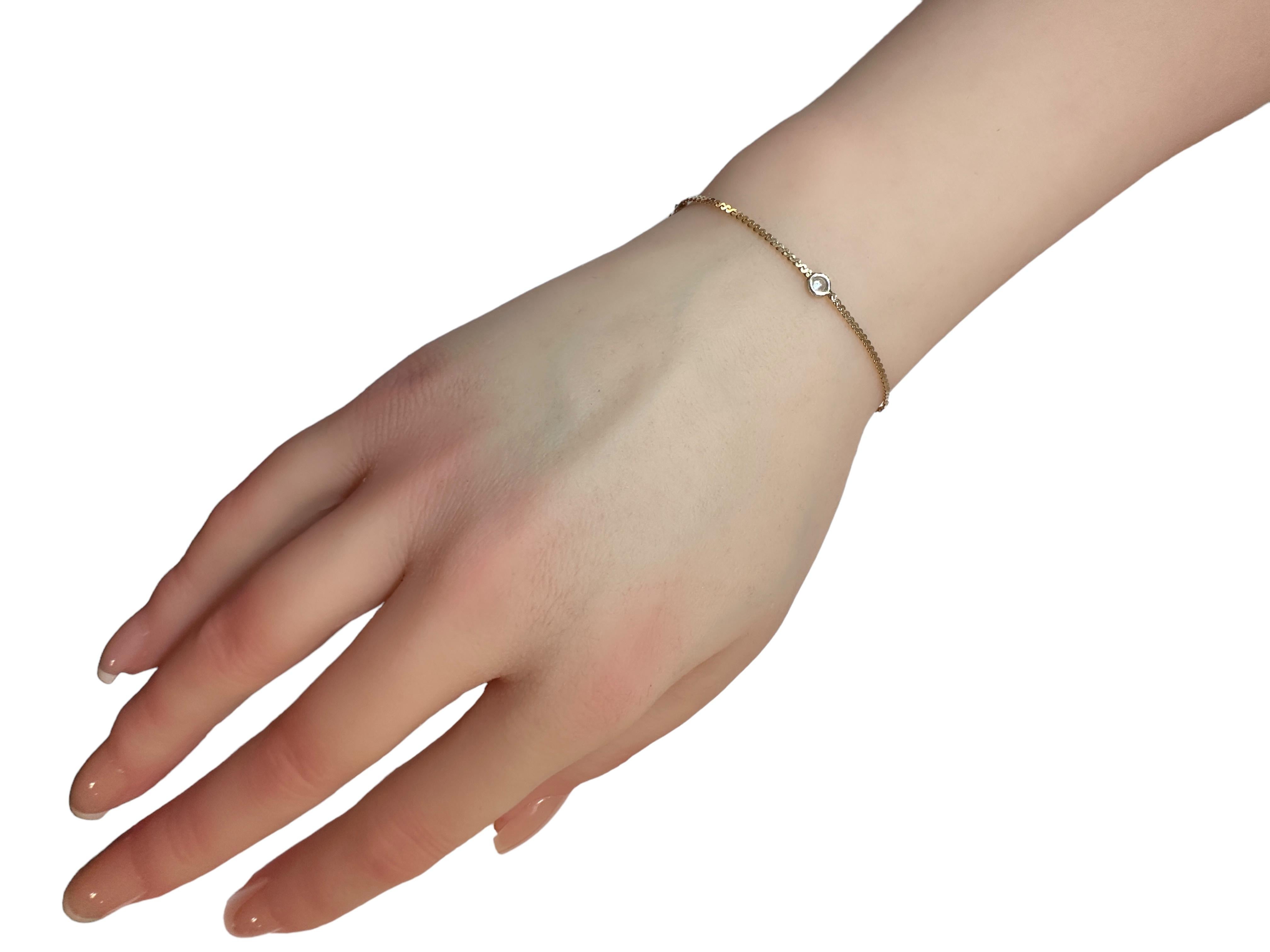 Neu 14k Gelbgold 5 Steine Diamanten by the Yard Halskette mit Zertifikat 3