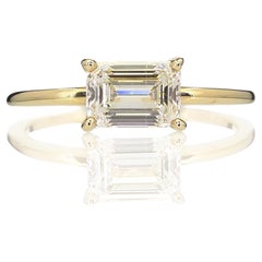 NEW 14k Yellow Gold Emerald Cut GIA Natural 1.04ct Diamond Solitaire Ring i7943