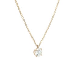New 14k Yellow Gold GIA 0.55ct H SI1 Diamond Solitaire Slide Pendant Necklace