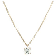 New 14k Yellow Gold GIA 0.55ct H SI1 Diamond Solitaire Slide Pendant Necklace