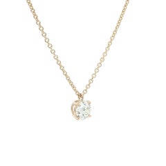 New 14k Yellow Gold GIA 0.56ct I SI1 Diamond Solitaire Slide Pendant Necklace
