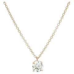 New 14k Yellow Gold GIA 0.56ct I SI1 Diamond Solitaire Slide Pendant Necklace