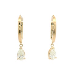 New 14k Yellow Gold GIA 0.80ctw Pear Cut Tear Drop Diamond Dangle Drop Earrings