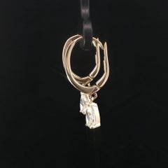 New 14k Yellow Gold GIA 0.94ctw I VS2 Pear Diamond Dangle Drop Hoop Earrings (orecchini a cerchio)