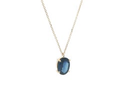 New 14k Yellow Gold GIA 1.77ct Oval Sapphire Solitaire Pendant Adjustable Chain