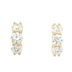 New 14k Yellow Gold GIA 2.72ctw 6 Round F FL Large Diamond Hoop Huggie Earrings