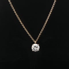 New 14k Yellow Gold GIA 0.56ct H VVS2 Diamond Solitaire Slide Pendant Necklace