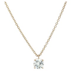 New 14k Yellow Gold GIA 0.56ct H VVS2 Diamond Solitaire Slide Pendant Necklace