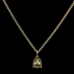 New 14k Yellow Gold GIA .68ct Pear Diamond Solitaire Pendant Adjustable Necklace