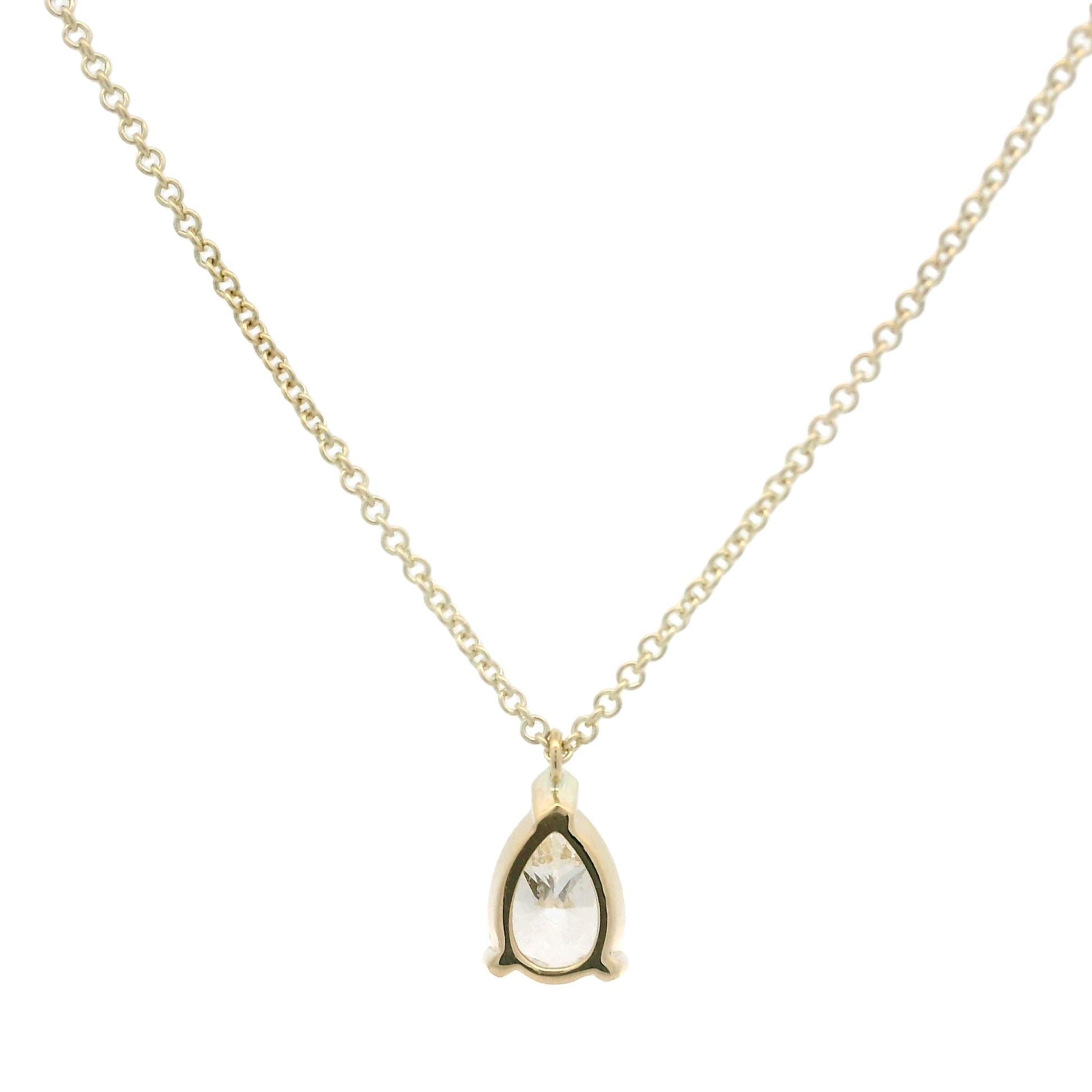 New 14k Yellow Gold GIA .68ct Pear Diamond Solitaire Pendant Adjustable Necklace (Collana regolabile) in vendita 4