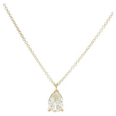 Nuevo Oro Amarillo 14k GIA .68ct Colgante Solitario Diamante Pera Collar Ajustable