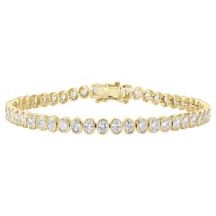 NUOVO Bracciale con castone di diamanti naturali ovali in oro giallo 14K 5,65 CTTW