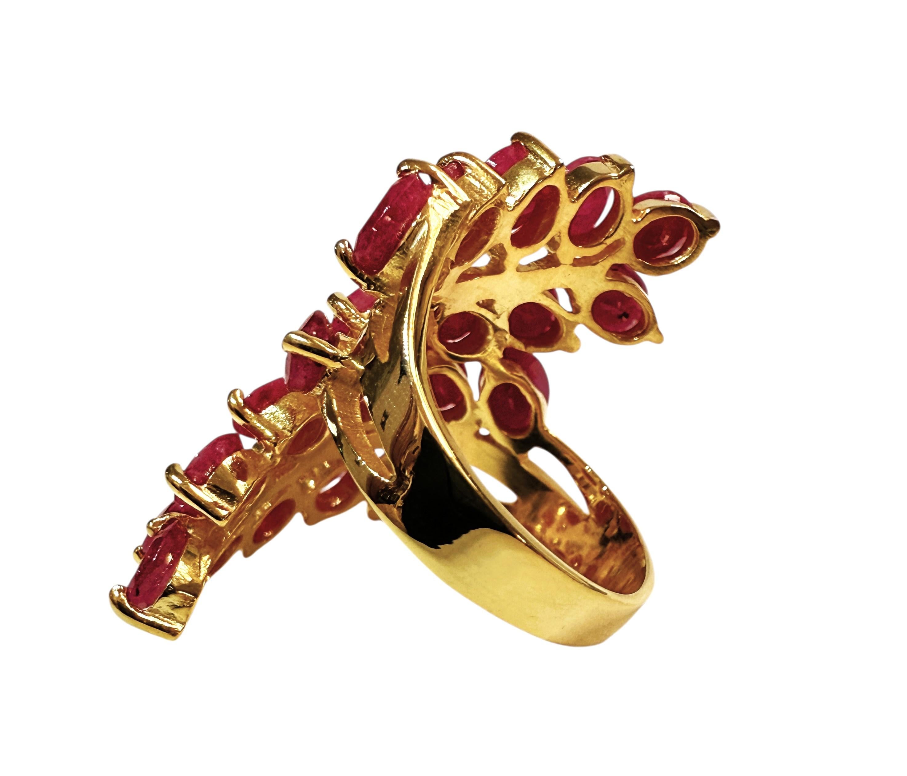 Art déco New 14k Yellow Gold PL 7.0 Ct Oval Cut Ruby Sterling Ring Size 6.5 en vente