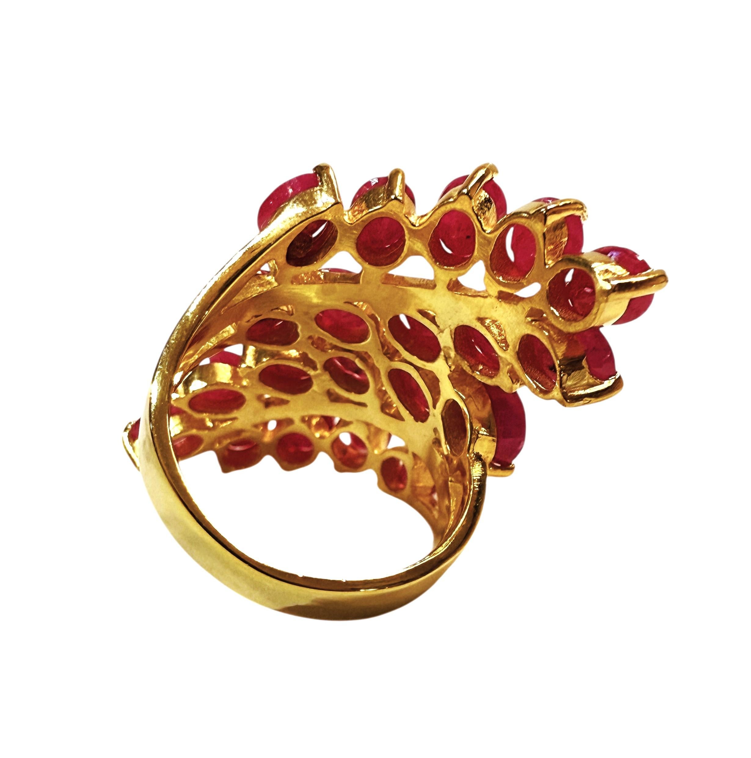 Taille ovale New 14k Yellow Gold PL 7.0 Ct Oval Cut Ruby Sterling Ring Size 6.5 en vente