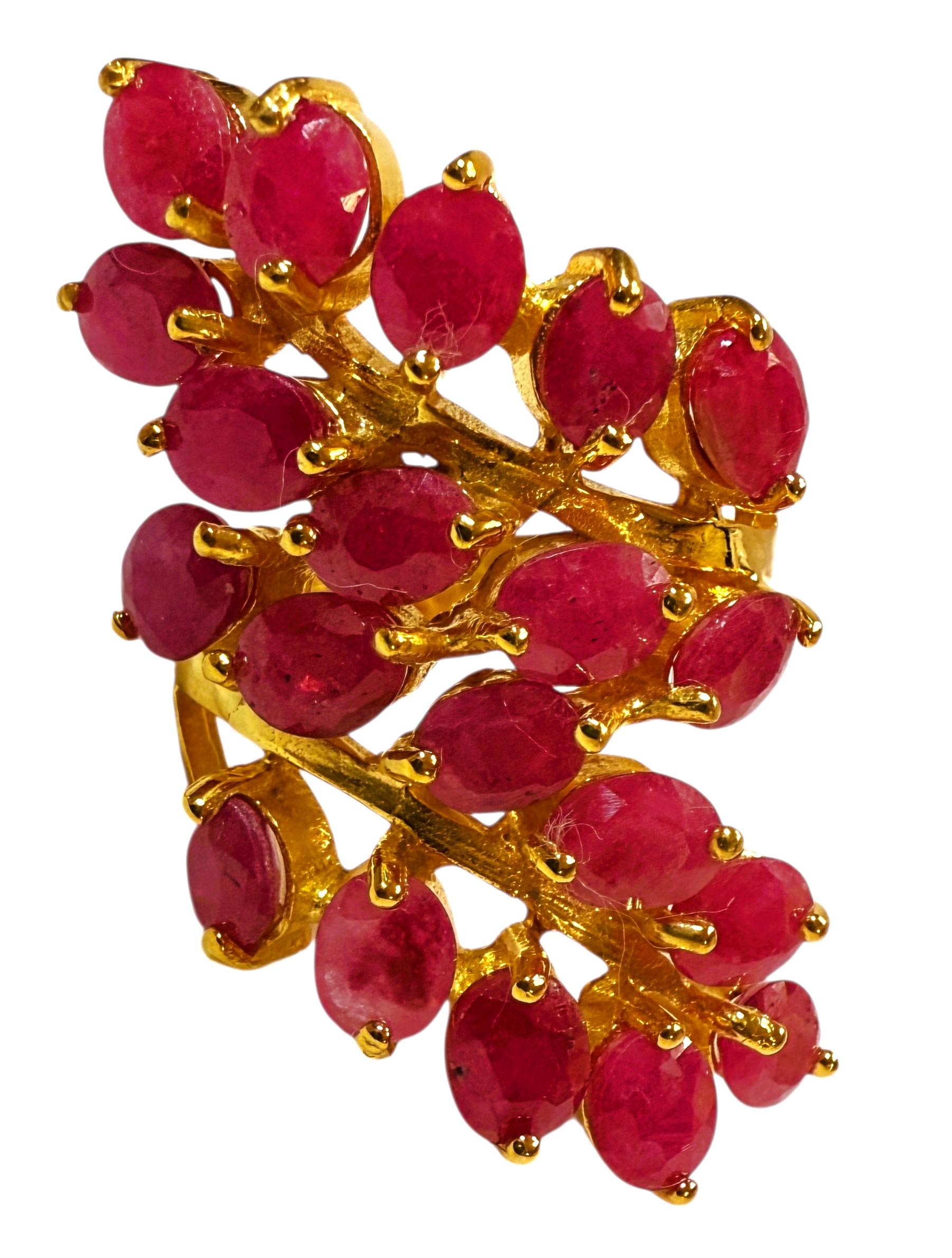 New 14k Yellow Gold PL 7.0 Ct Oval Cut Ruby Sterling Ring Size 6.5 Pour femmes en vente