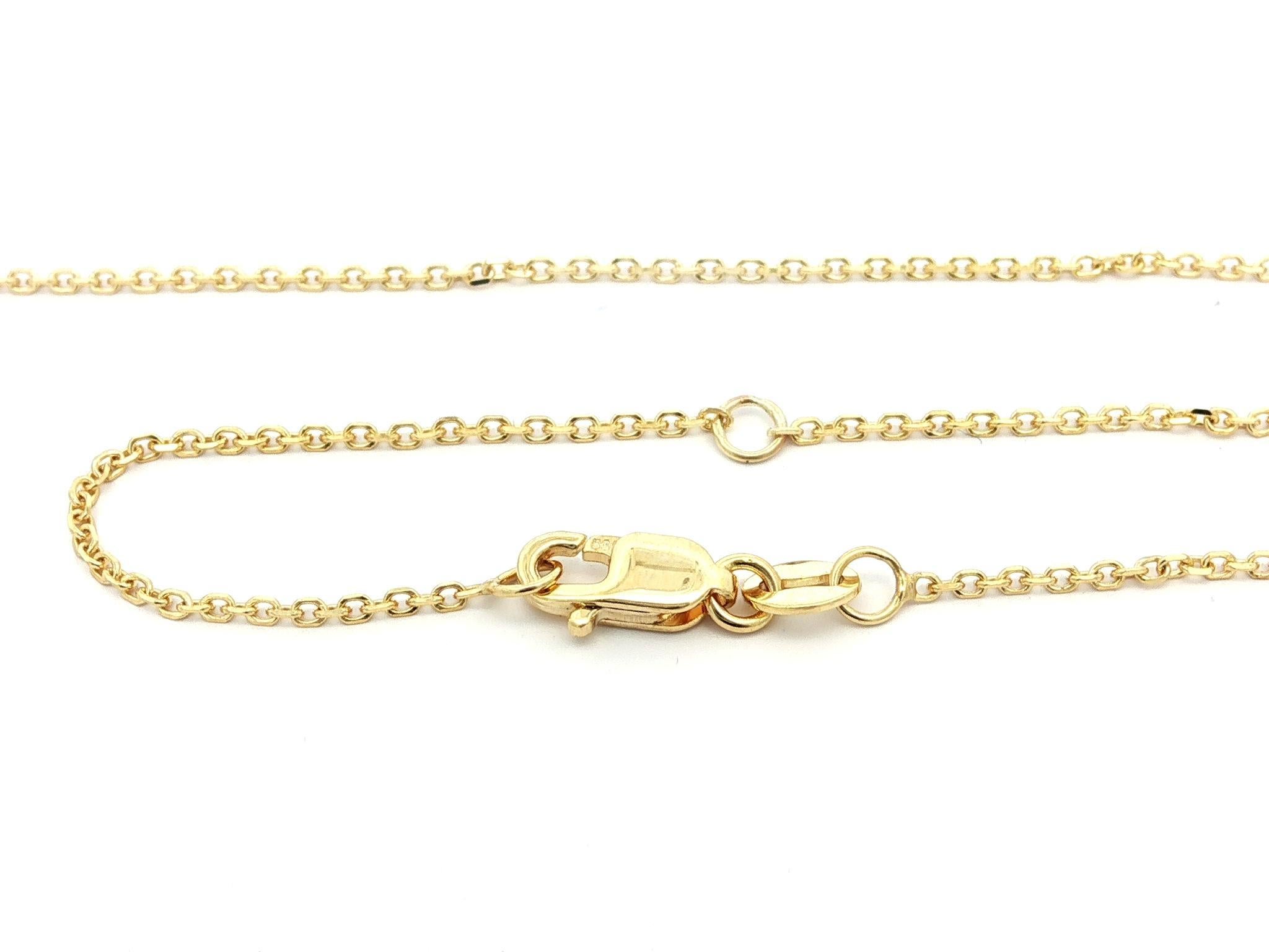 New 14k Yellow Gold Sapphire Round Disk Circle Slide Pendant Necklace en vente 1