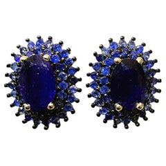 New 1.50 Carat Blue Sapphire Sterling Silver Post Earrings