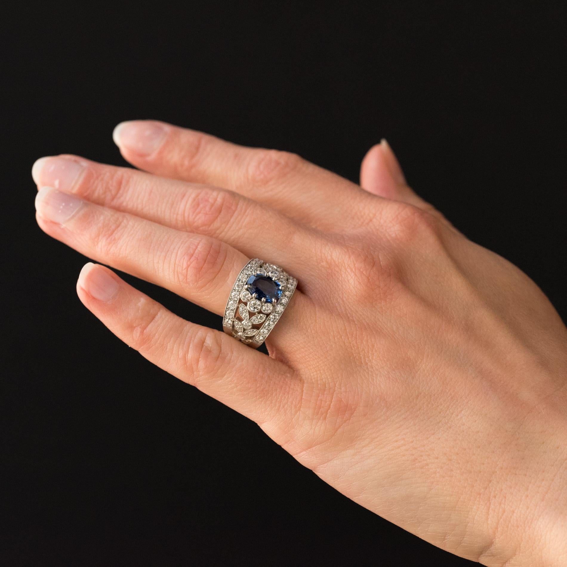 New 1.50 Carat Diamond 1.55 Carat Sapphire Platinum Band Ring 4