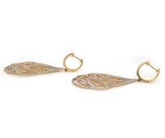 New 1.50ctw Diamond Two Tone Weave Dangle Earrings in 14K White and Yellow Gold