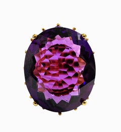 New 15.15 Carat Purple Amethyst & Purple Sapphire Rose Gold PL Sterling Ring