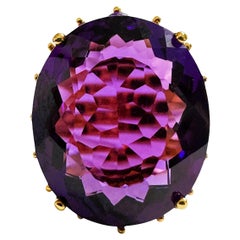 New 15.15 Carat Purple Amethyst & Purple Sapphire Rose Gold PL Sterling Ring