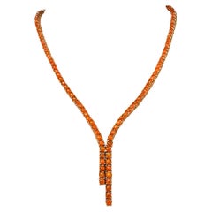 New 15.30 Carat Orange Opal 14k Rose Gold PLated Sterling Necklace