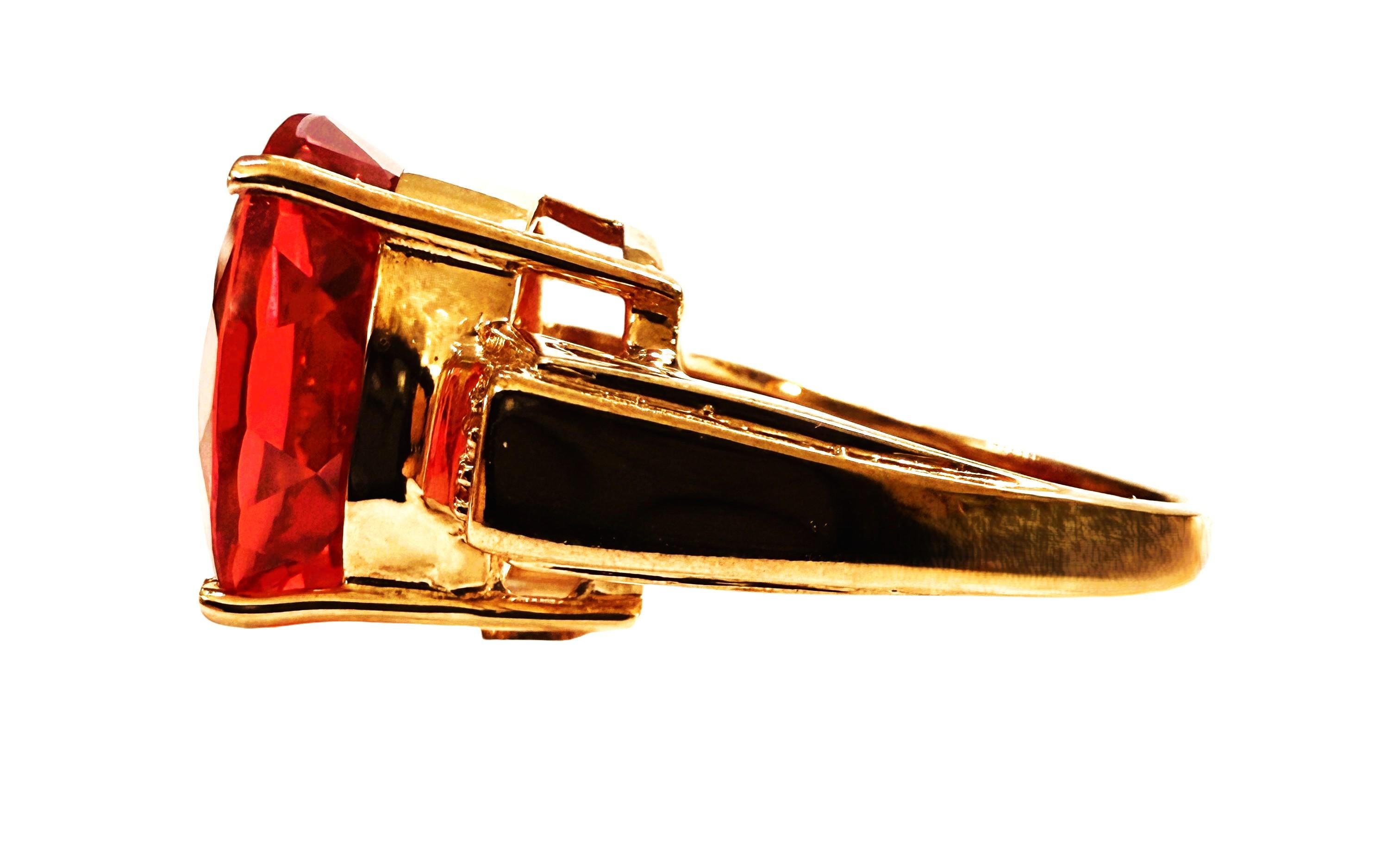 Neu 15,5 Karat Padparadscha Saphir & Diamantschliff Sapph R Gold PL Sterling Ring (Art déco)