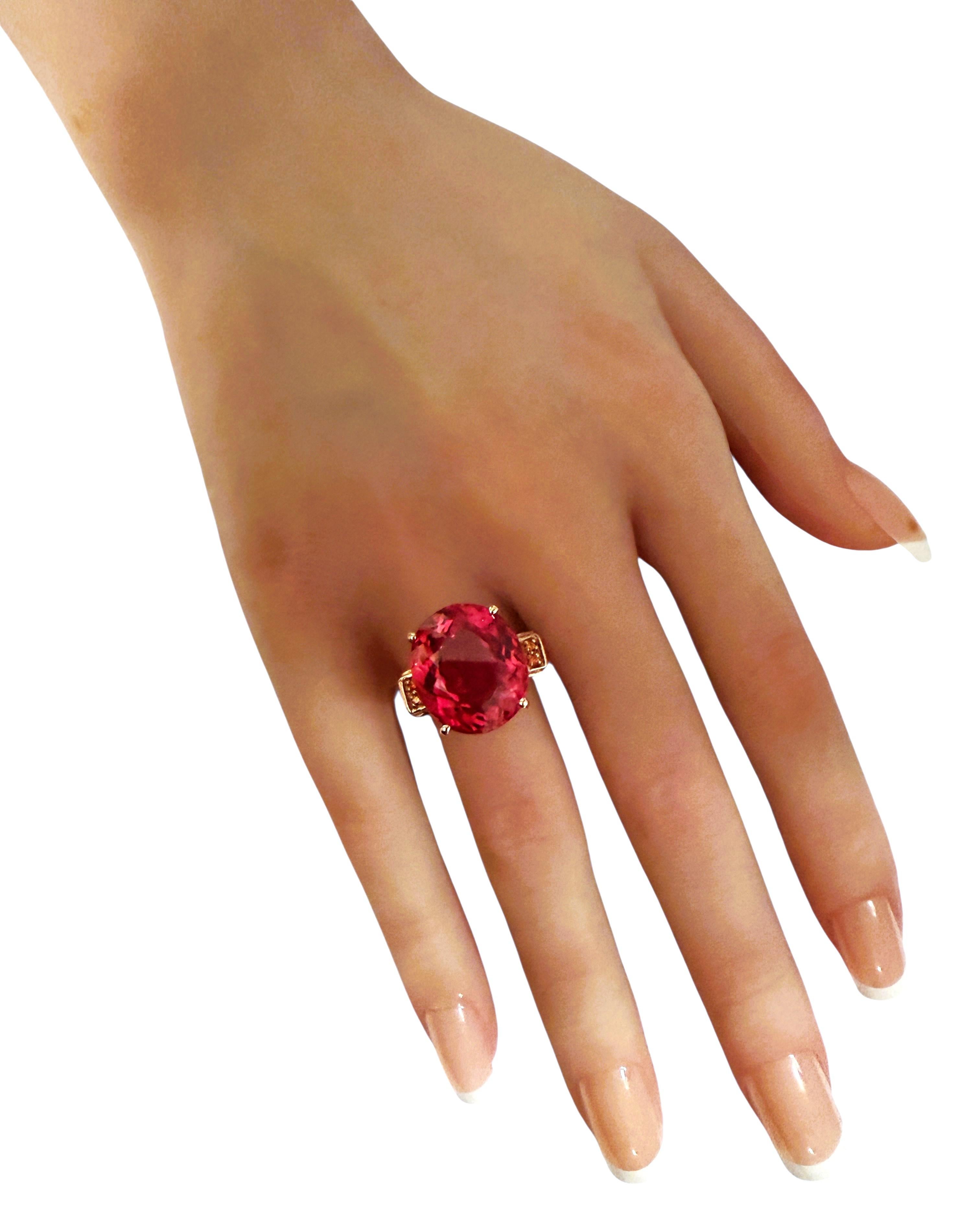 Neu 15,5 Karat Padparadscha Saphir & Diamantschliff Sapph R Gold PL Sterling Ring Damen