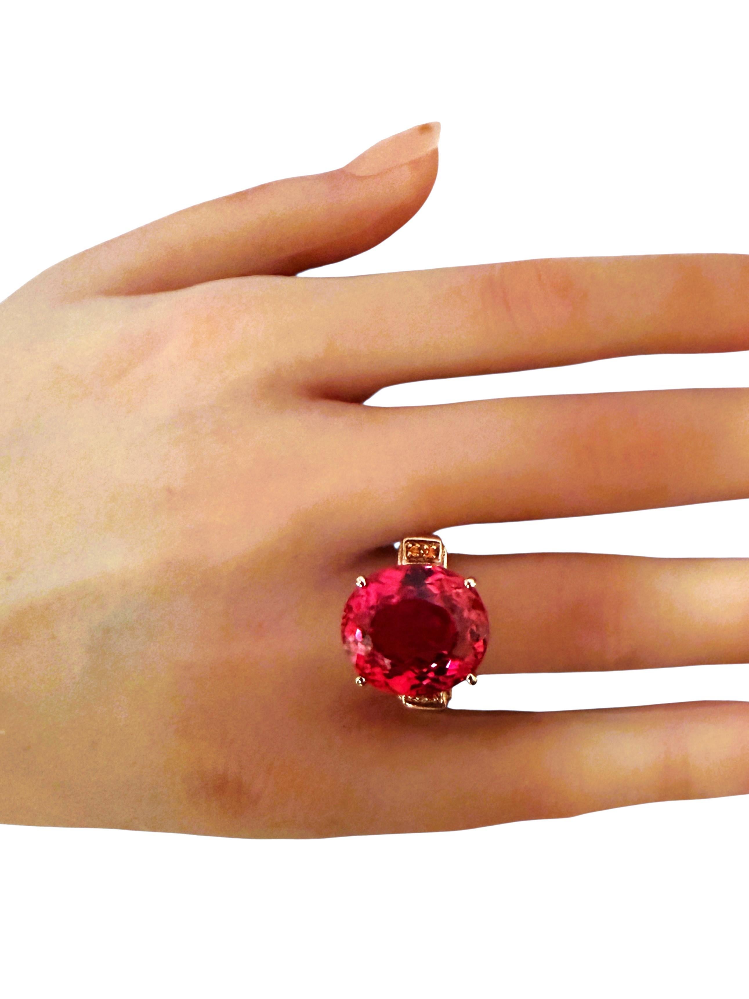 Neu 15,5 Karat Padparadscha Saphir & Diamantschliff Sapph R Gold PL Sterling Ring 1