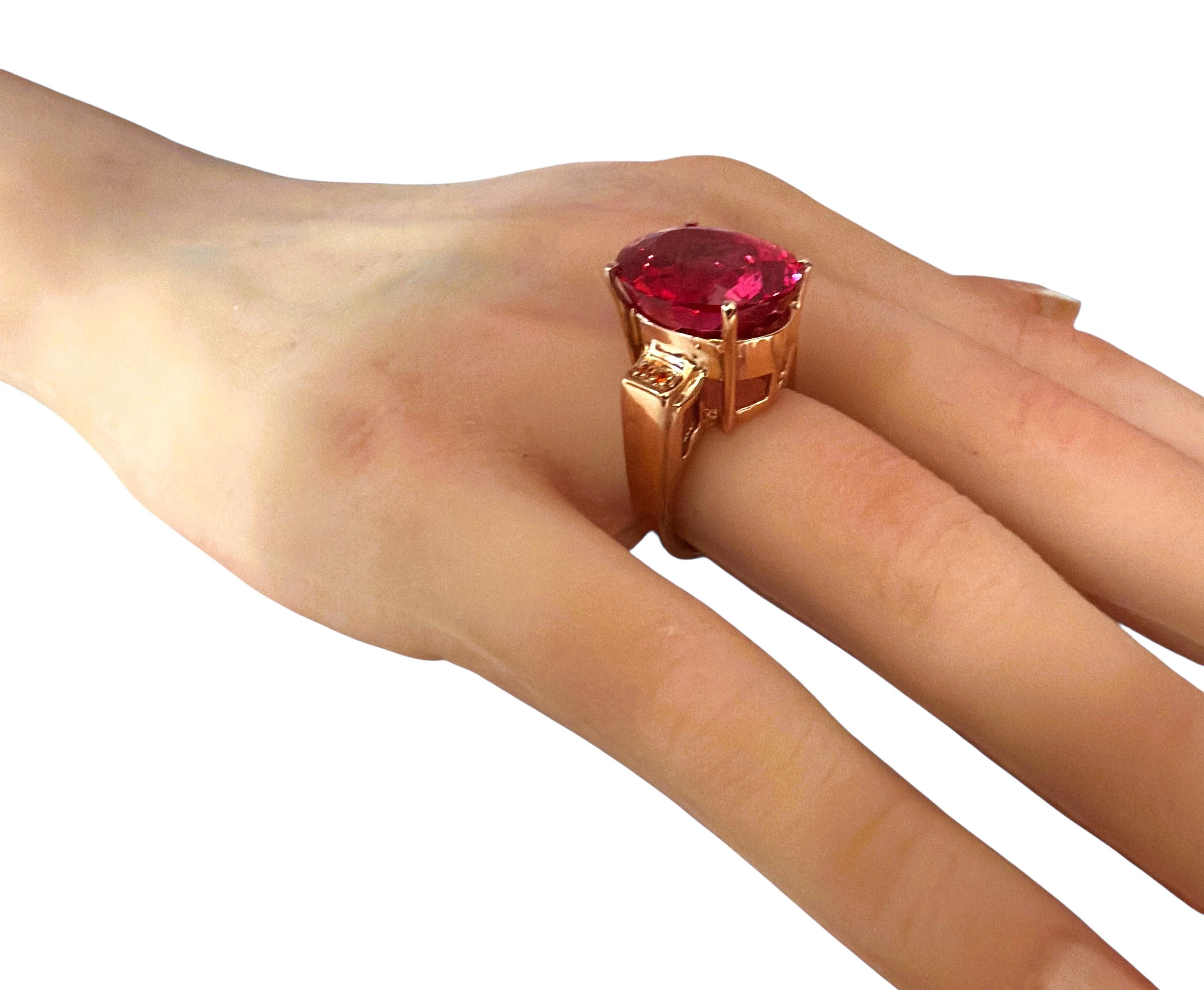 Neu 15,5 Karat Padparadscha Saphir & Diamantschliff Sapph R Gold PL Sterling Ring 2