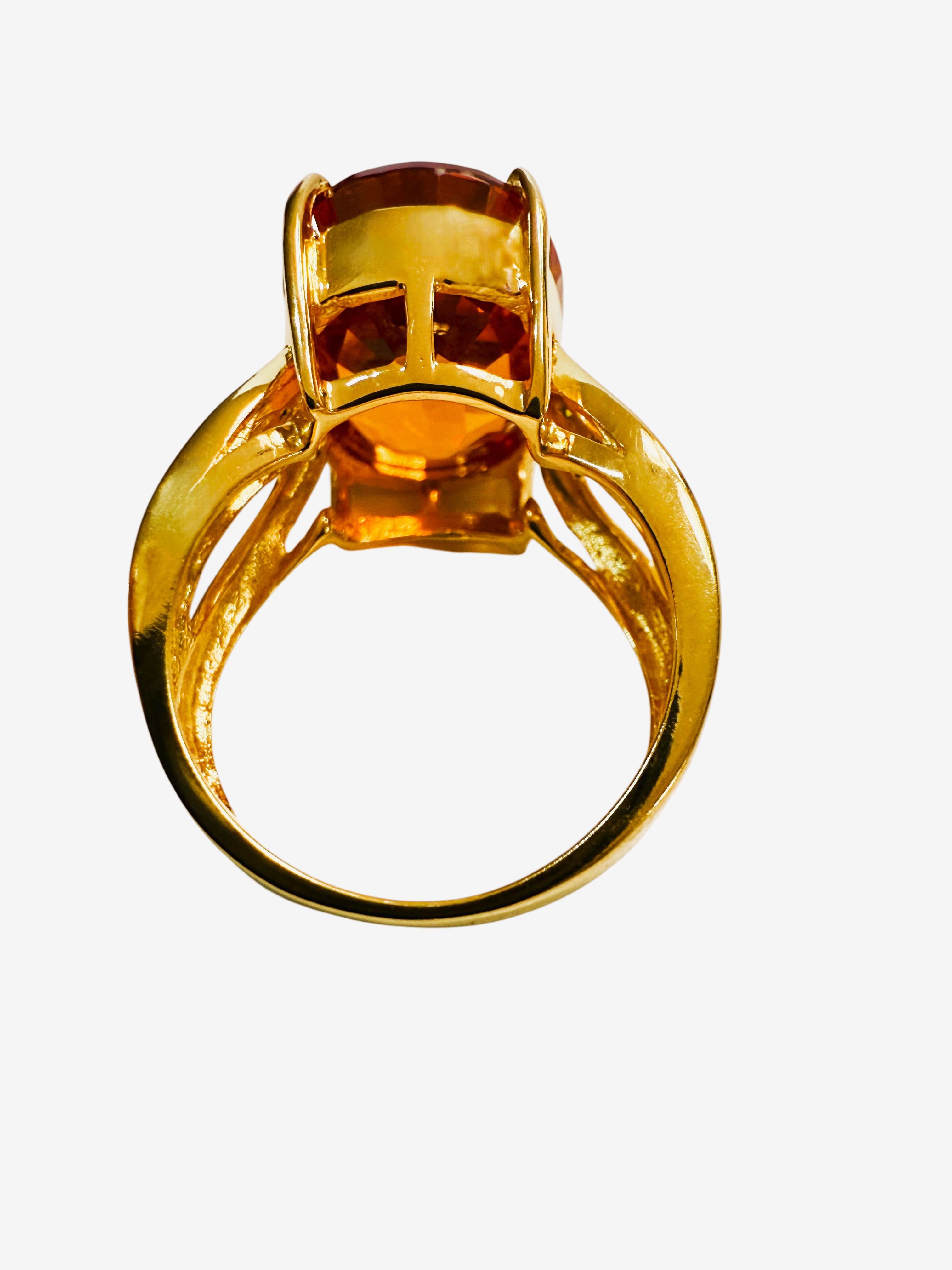 Neu 15,75 Karat Sonnenuntergang Saphir & Diamantschliff Sapp 24K Y Gold PL Sterling Ring (Ovalschliff) im Angebot