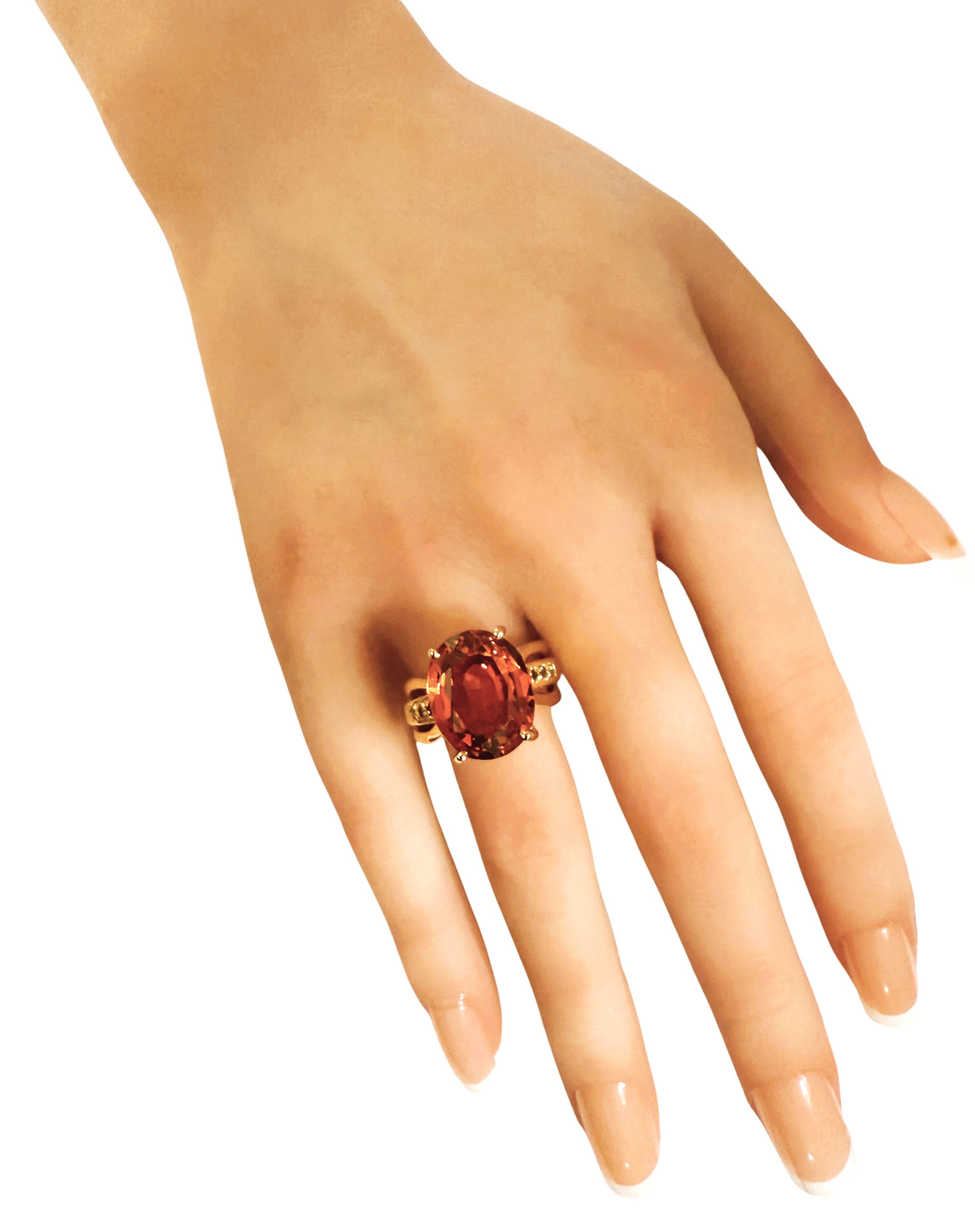 Neu 15,75 Karat Sonnenuntergang Saphir & Diamantschliff Sapp 24K Y Gold PL Sterling Ring Damen im Angebot