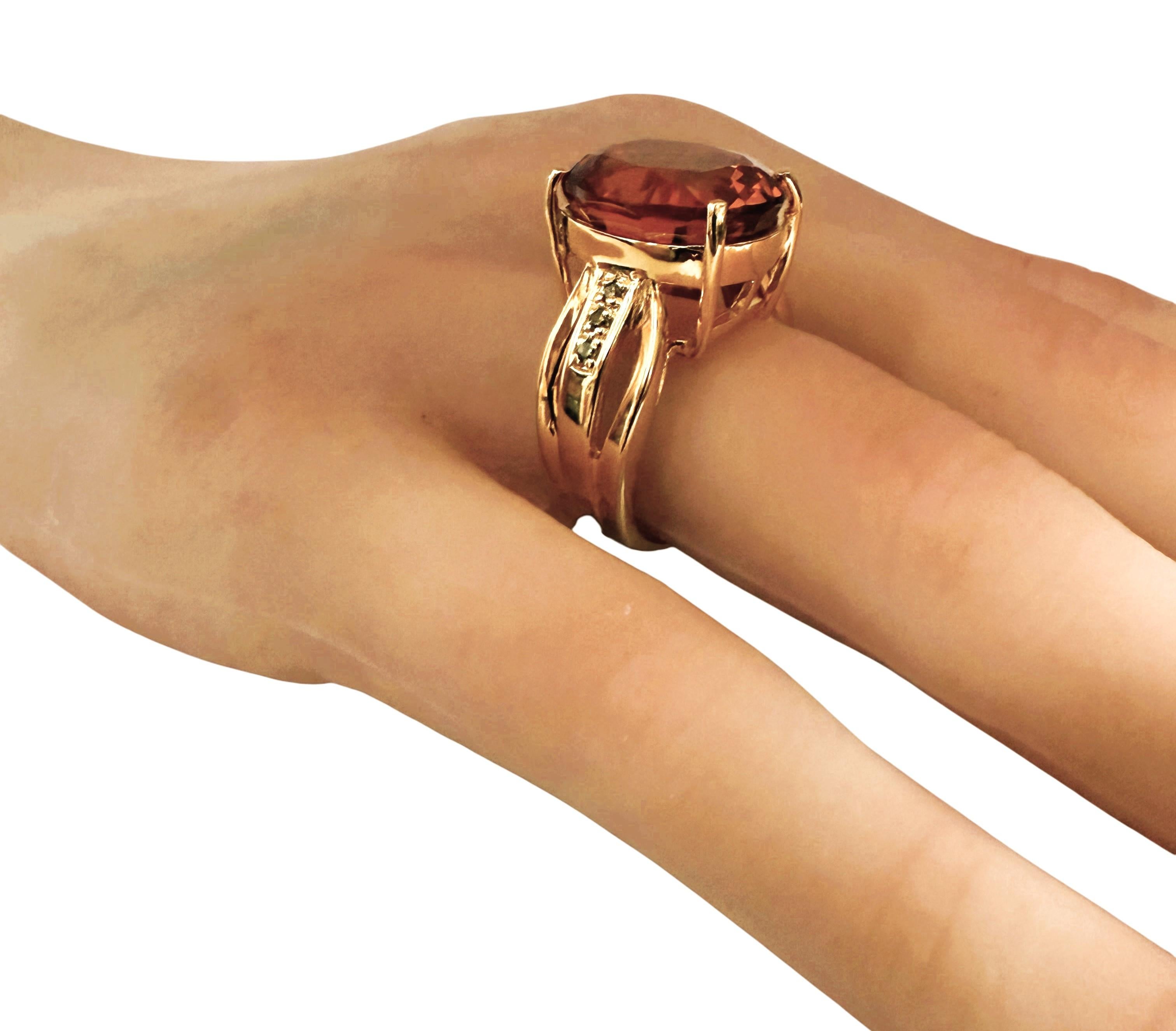 Neu 15,75 Karat Sonnenuntergang Saphir & Diamantschliff Sapp 24K Y Gold PL Sterling Ring im Angebot 1