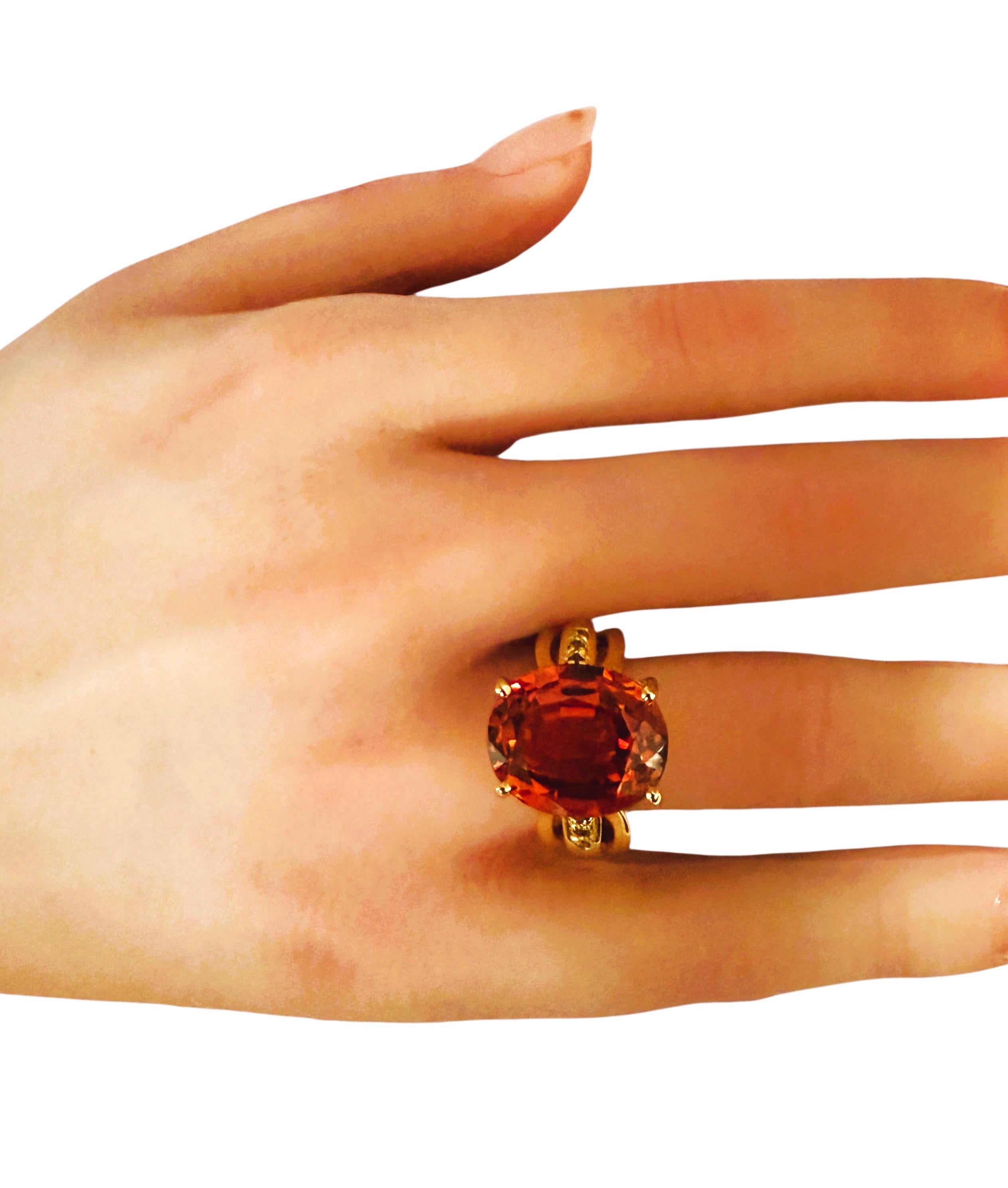 Neu 15,75 Karat Sonnenuntergang Saphir & Diamantschliff Sapp 24K Y Gold PL Sterling Ring im Angebot 2