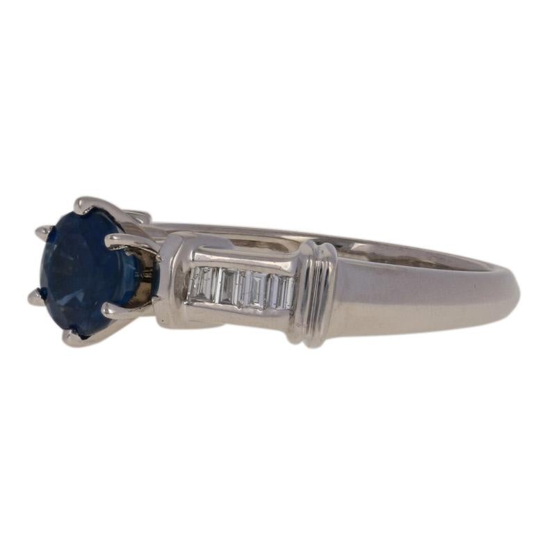 For Sale:  New 1.57ctw Round Cut Sapphire & Diamond Ring, 900 Platinum & 14k White Gold 2