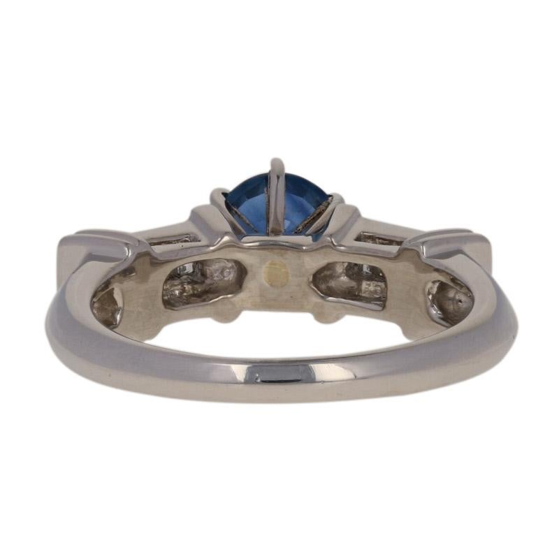 For Sale:  New 1.57ctw Round Cut Sapphire & Diamond Ring, 900 Platinum & 14k White Gold 3