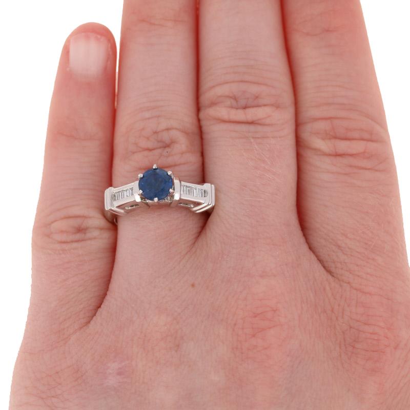 For Sale:  New 1.57ctw Round Cut Sapphire & Diamond Ring, 900 Platinum & 14k White Gold 5