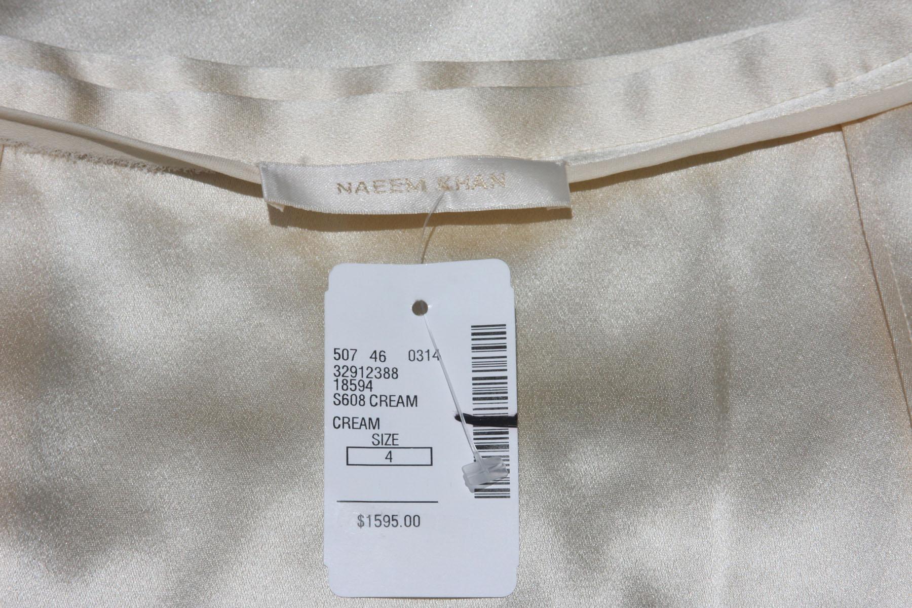 New $1595 Naeem Khan Fully Embellished Silk Tulle Beige Skirt US 4 For Sale 7